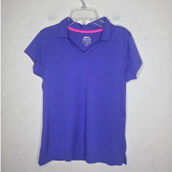 Slazenger purple v-neck short sleeve polo shirt - XL - Picture 1 of 4